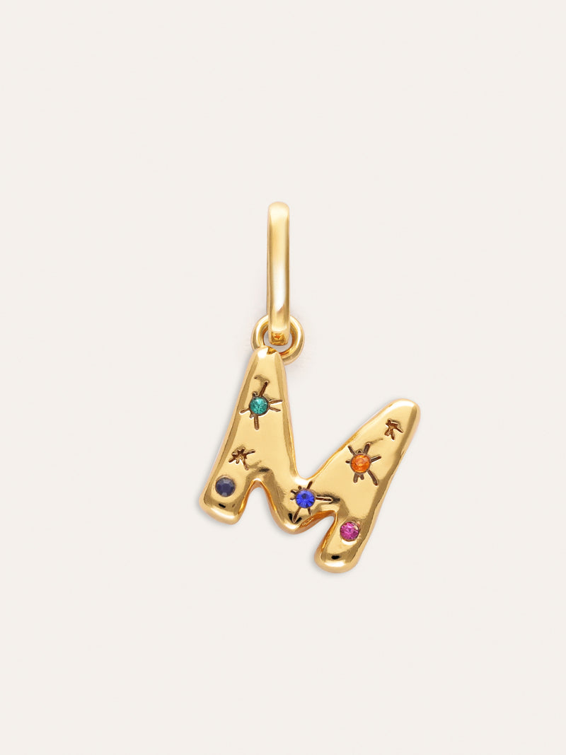Personalized Initial Charm Organic Colors 18kt Gold Plated