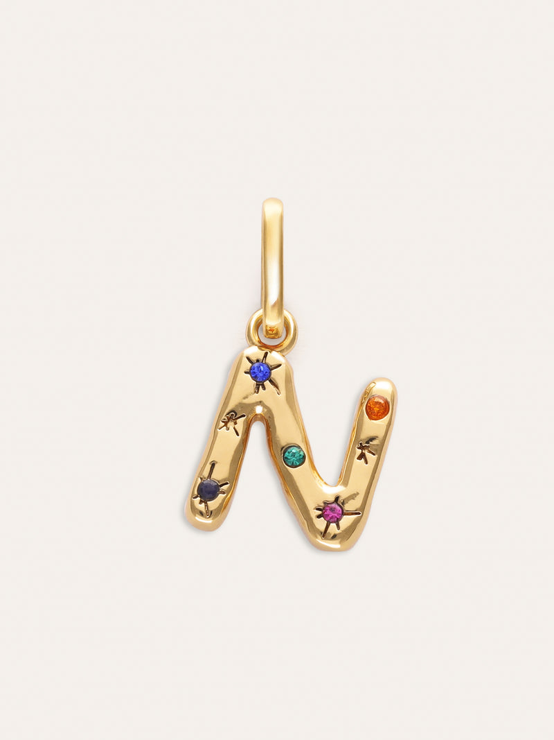 Personalized Initial Charm Organic Colors 18kt Gold Plated