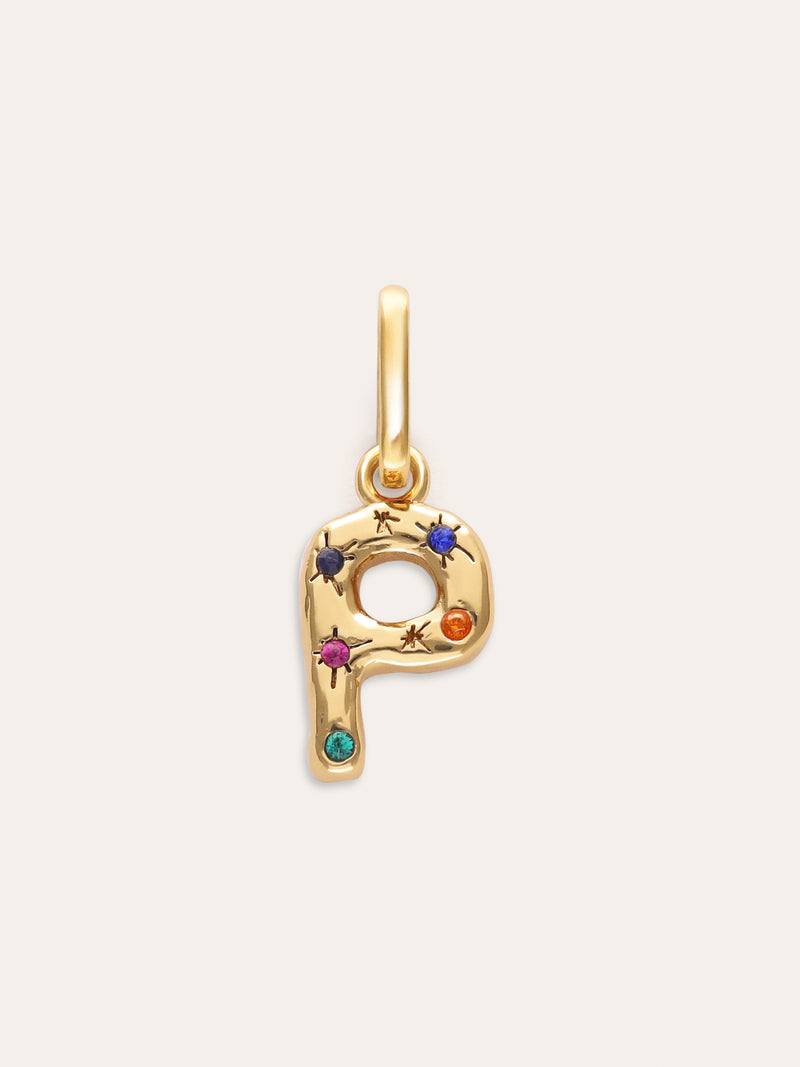 Personalized Initial Charm Organic Colors 18kt Gold Plated
