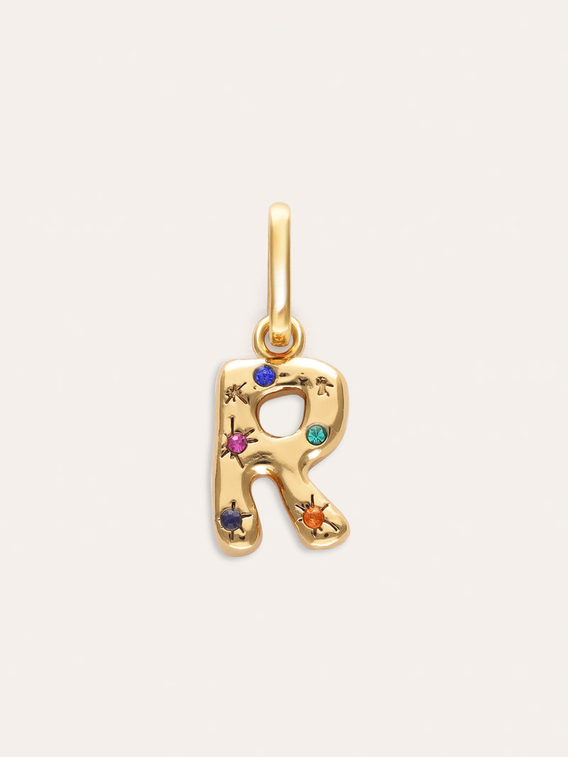 Personalized Initial Charm Organic Colors 18kt Gold Plated
