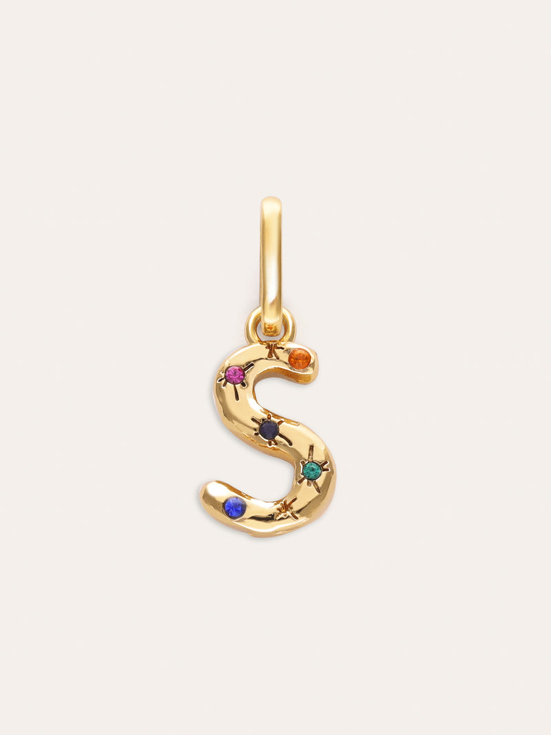 Personalized Initial Charm Organic Colors 18kt Gold Plated