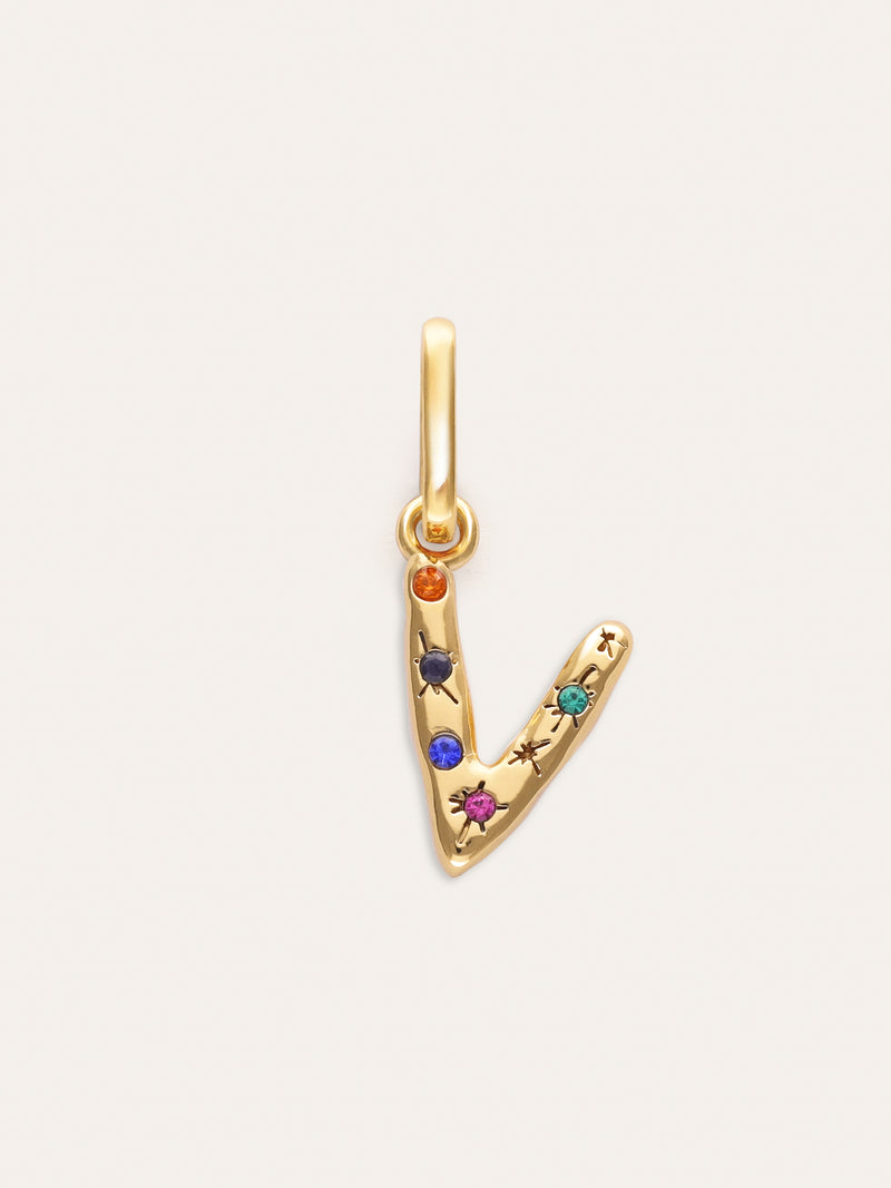 Personalized Initial Charm Organic Colors 18kt Gold Plated
