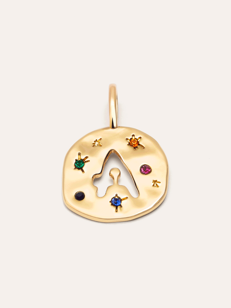 Personalized Charm Organic Colors Letter 18kt Gold Plated