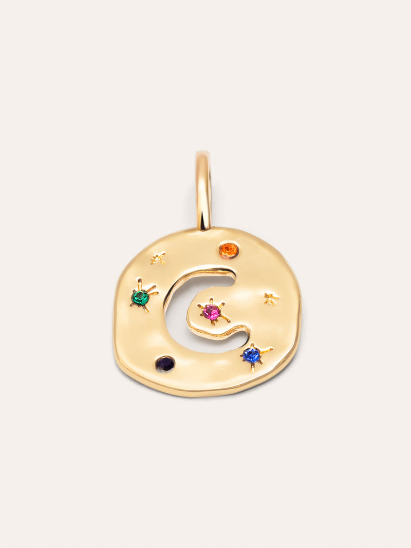 Personalized Charm Organic Colors Letter 18kt Gold Plated