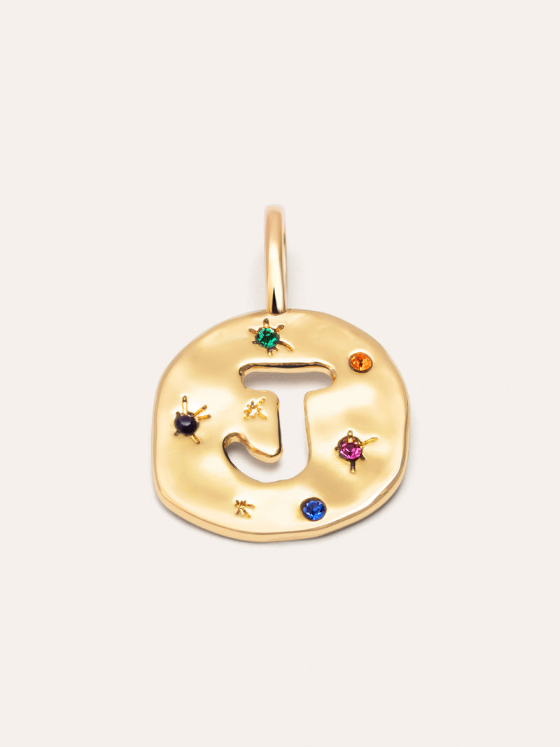 Personalized Charm Organic Colors Letter 18kt Gold Plated