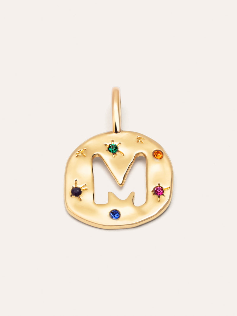 Personalized Charm Organic Colors Letter 18kt Gold Plated