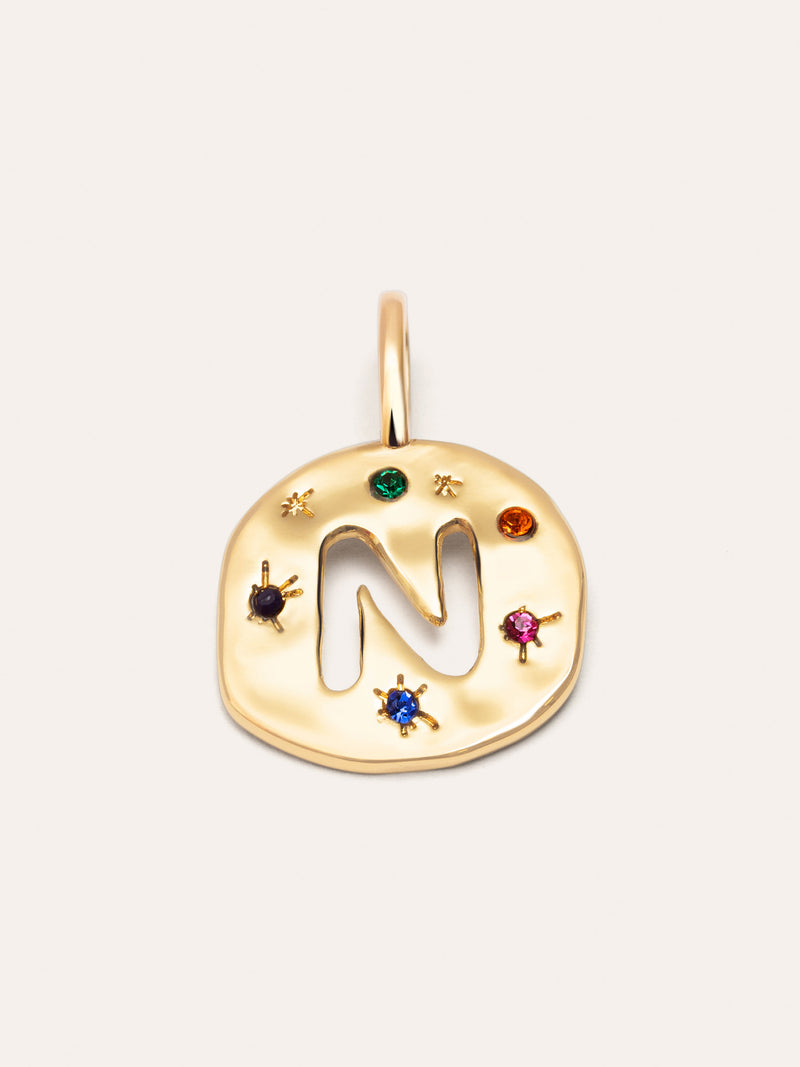 Personalized Charm Organic Colors Letter 18kt Gold Plated