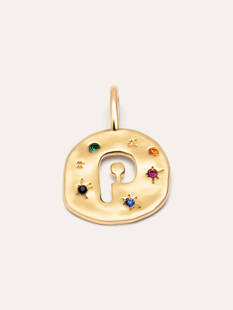 Personalized Charm Organic Colors Letter 18kt Gold Plated