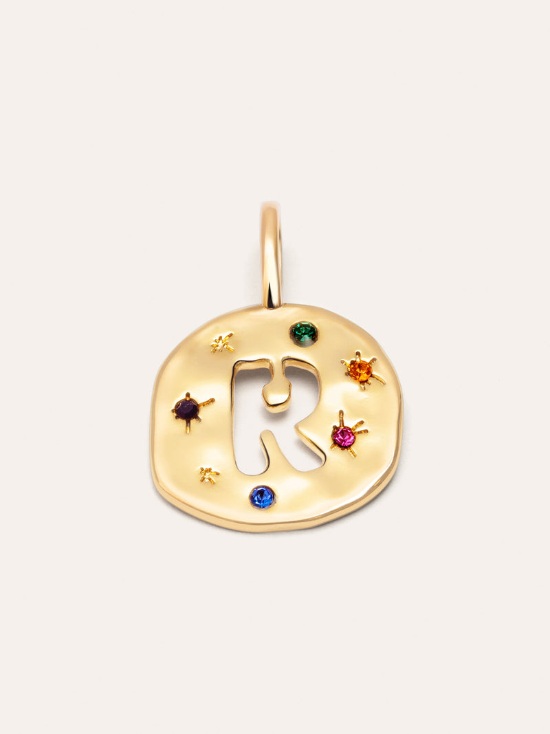 Personalized Charm Organic Colors Letter 18kt Gold Plated