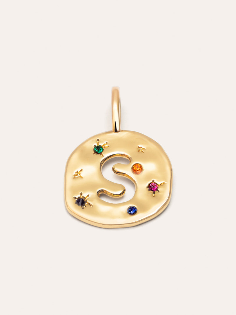 Personalized Charm Organic Colors Letter 18kt Gold Plated