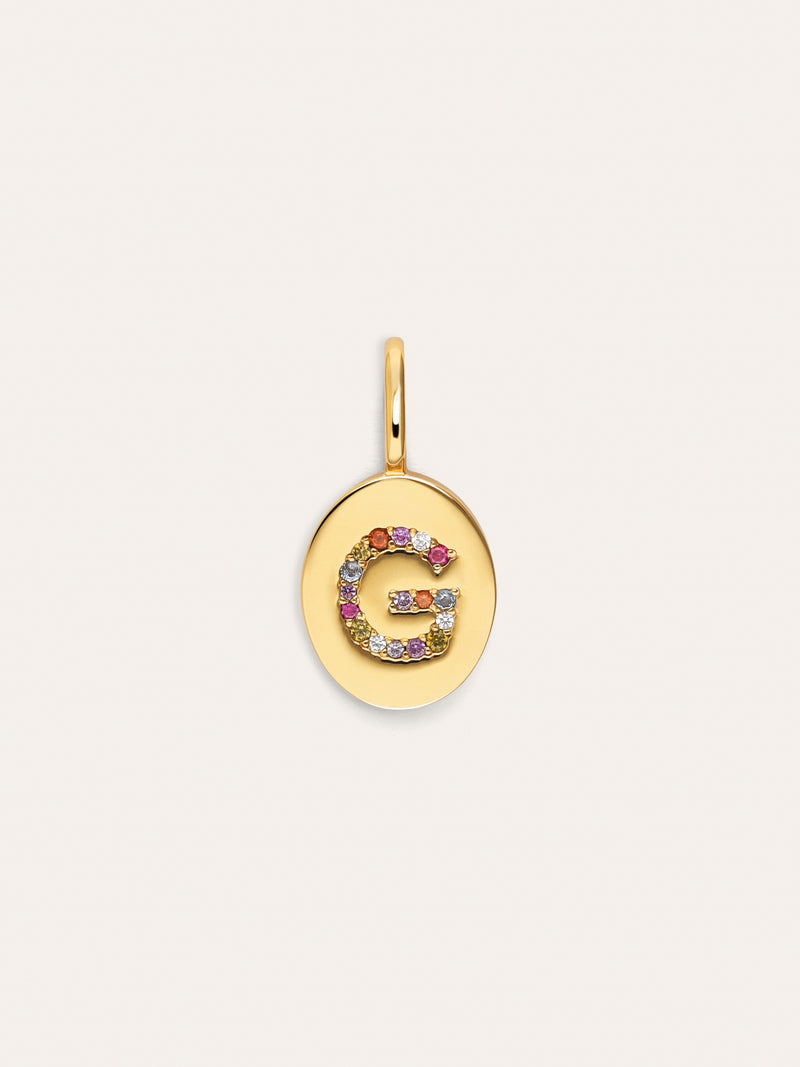 Charm Personalizado Signet Letter Colors Baño Oro