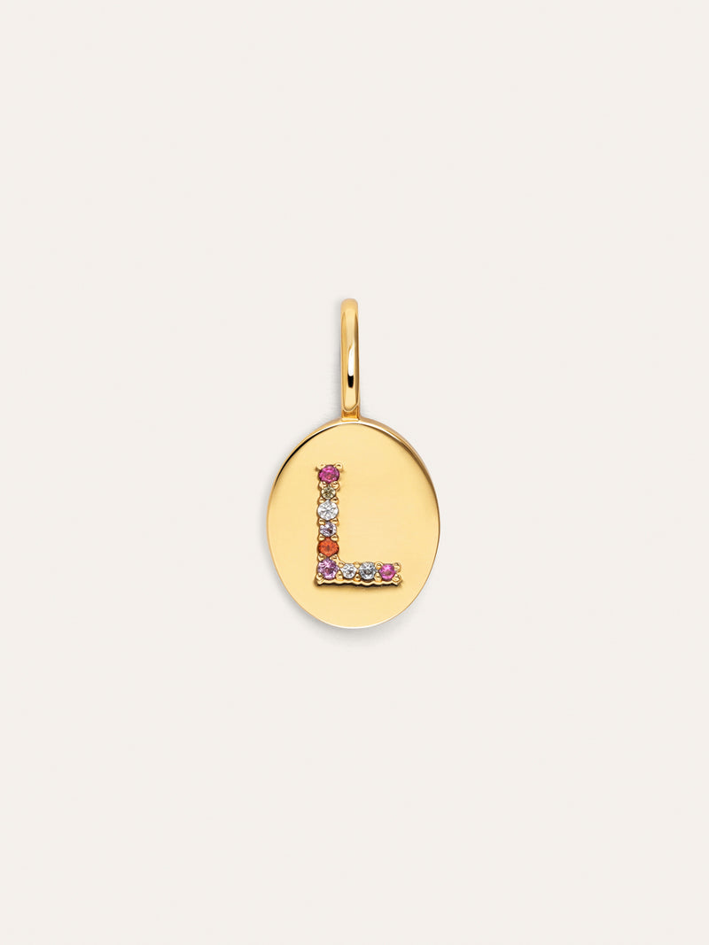 Charm Personalizado Signet Letter Colors Baño Oro