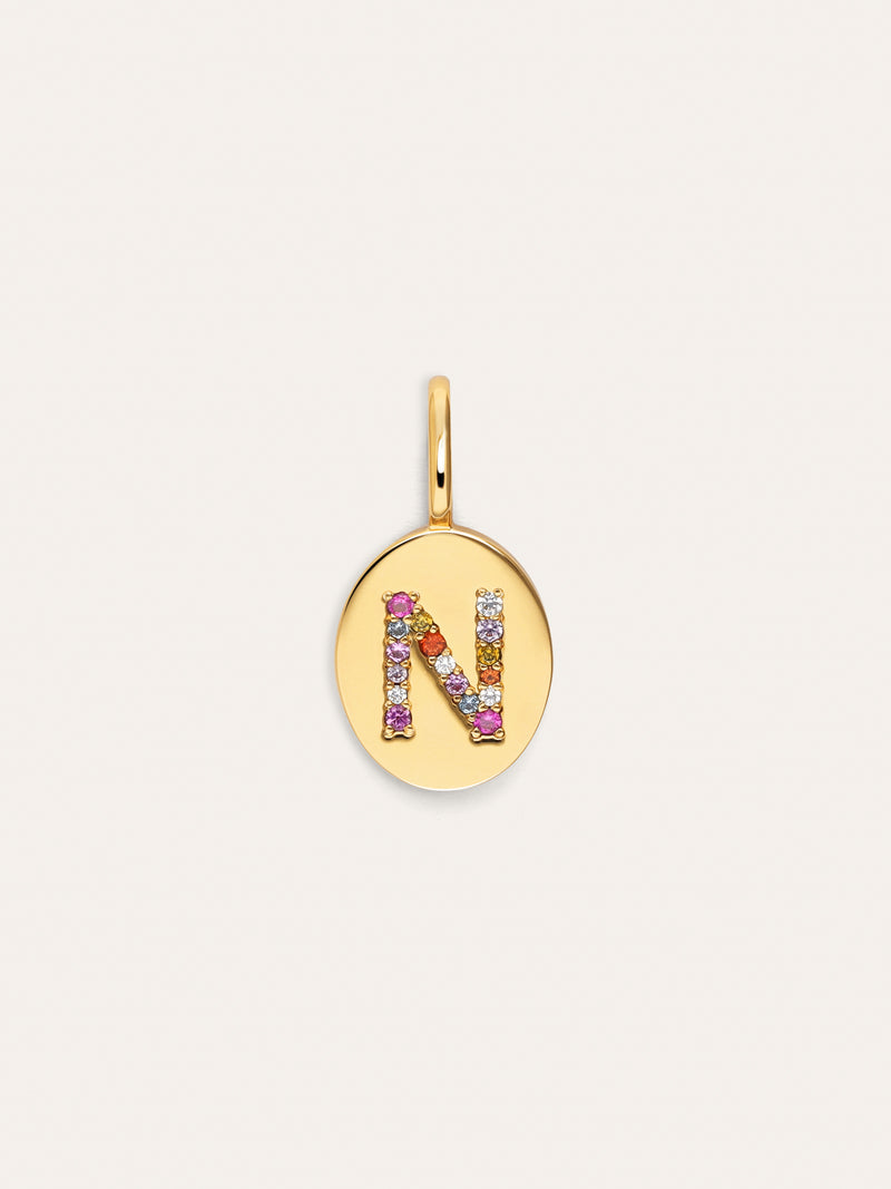 Charm Personalizado Signet Letter Colors Baño Oro