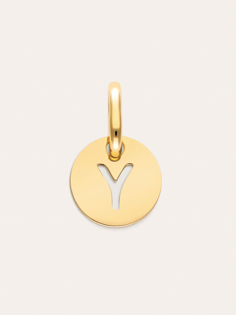 Mini Medallion Letter Acero Baño Oro