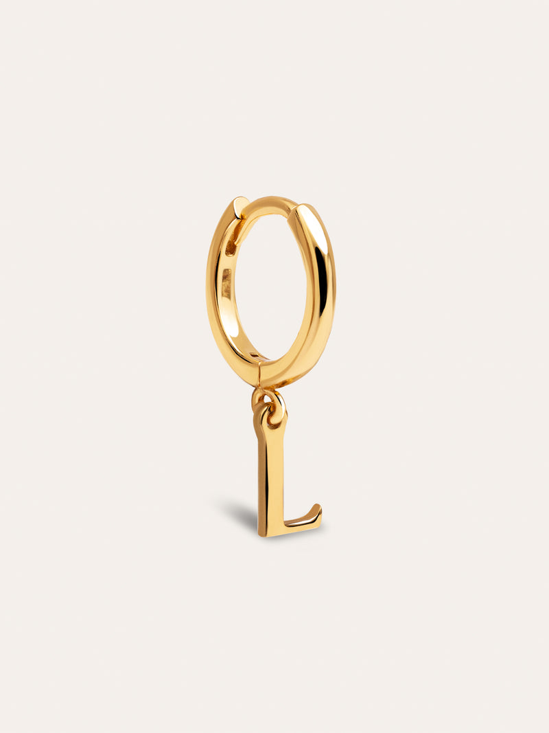 Pendiente Suelto Personalizado Aro Letter Plata Baño Oro