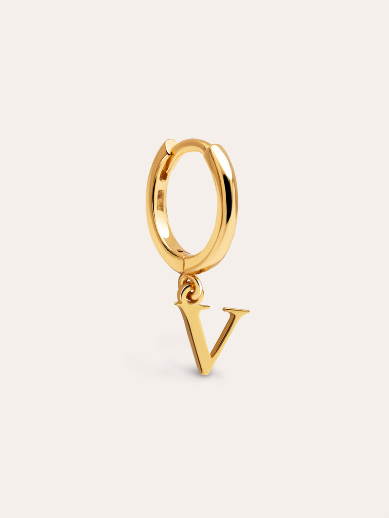 Pendiente Suelto Personalizado Aro Letter Plata Baño Oro