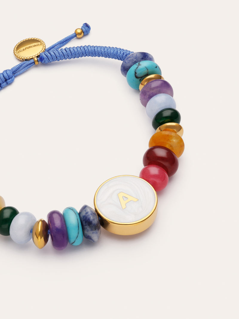 Personalized Bracelet Letter Mother of Pearl Gold-Plated Steel