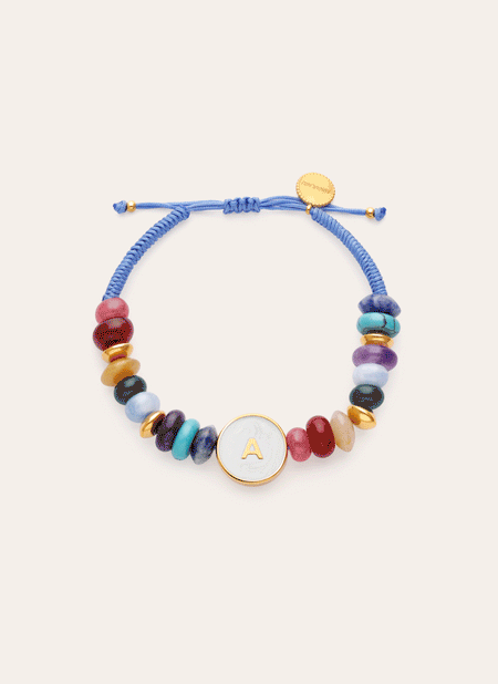 Personalized Bracelet Letter Mother of Pearl Gold-Plated Steel