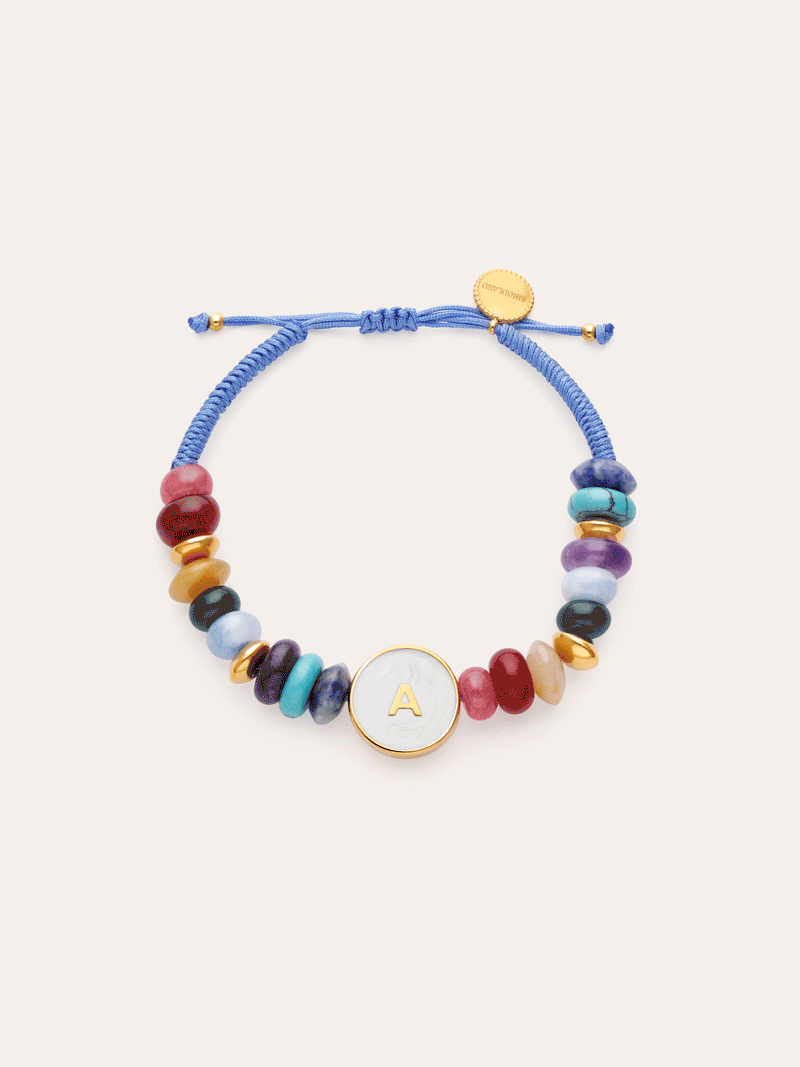 Personalized Bracelet Letter Mother of Pearl Gold-Plated Steel