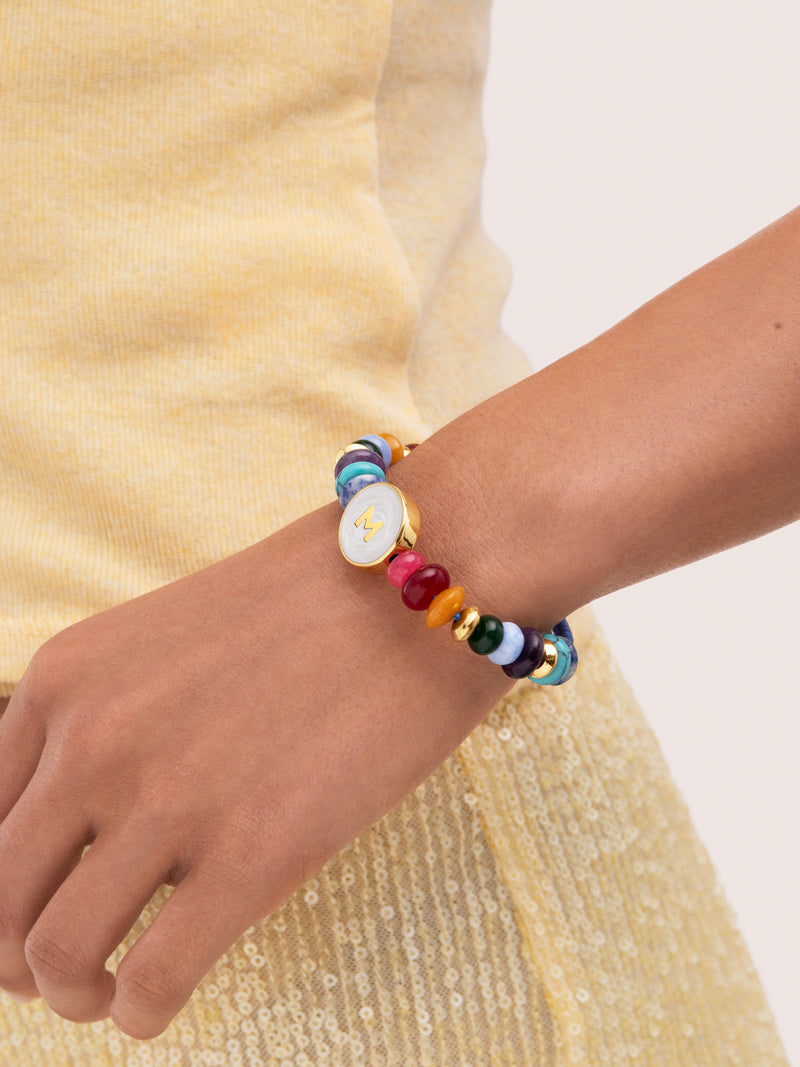 Personalized Bracelet Letter Mother of Pearl Gold-Plated Steel