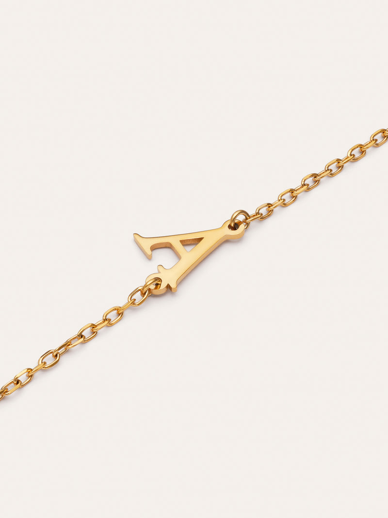 Pulsera Single Letter Acero Baño Oro