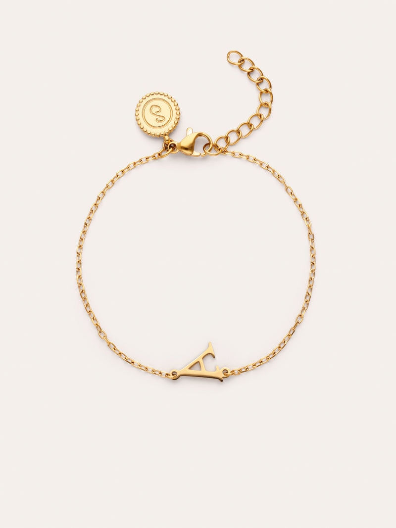 Pulsera Single Letter Acero Baño Oro