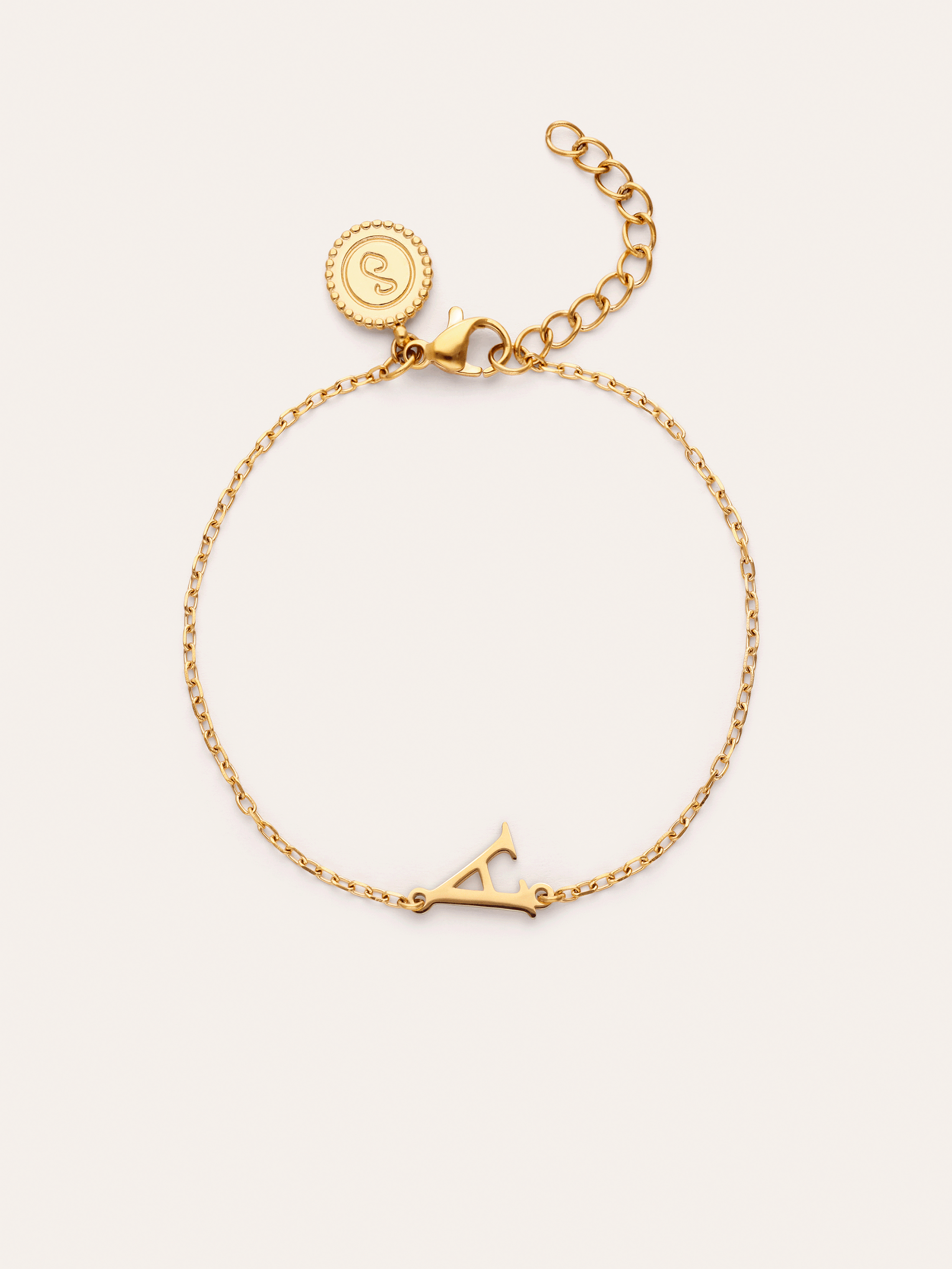 Pulsera Single Letter Acero Baño Oro