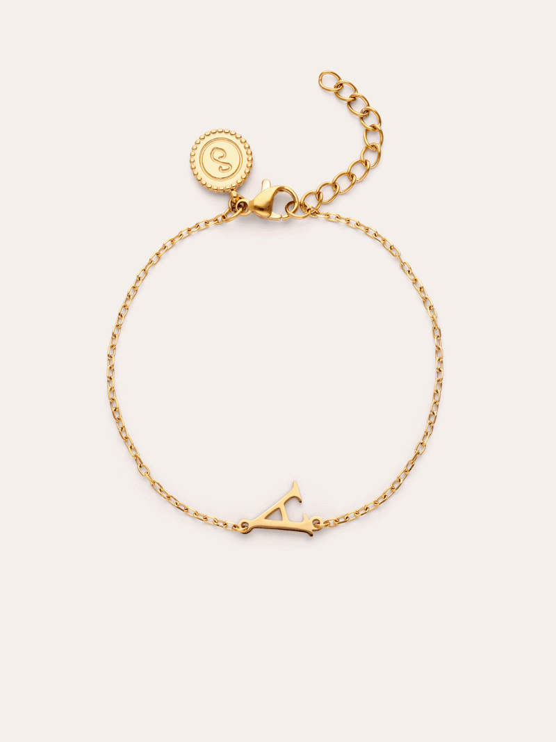Pulsera Single Letter Acero Baño Oro