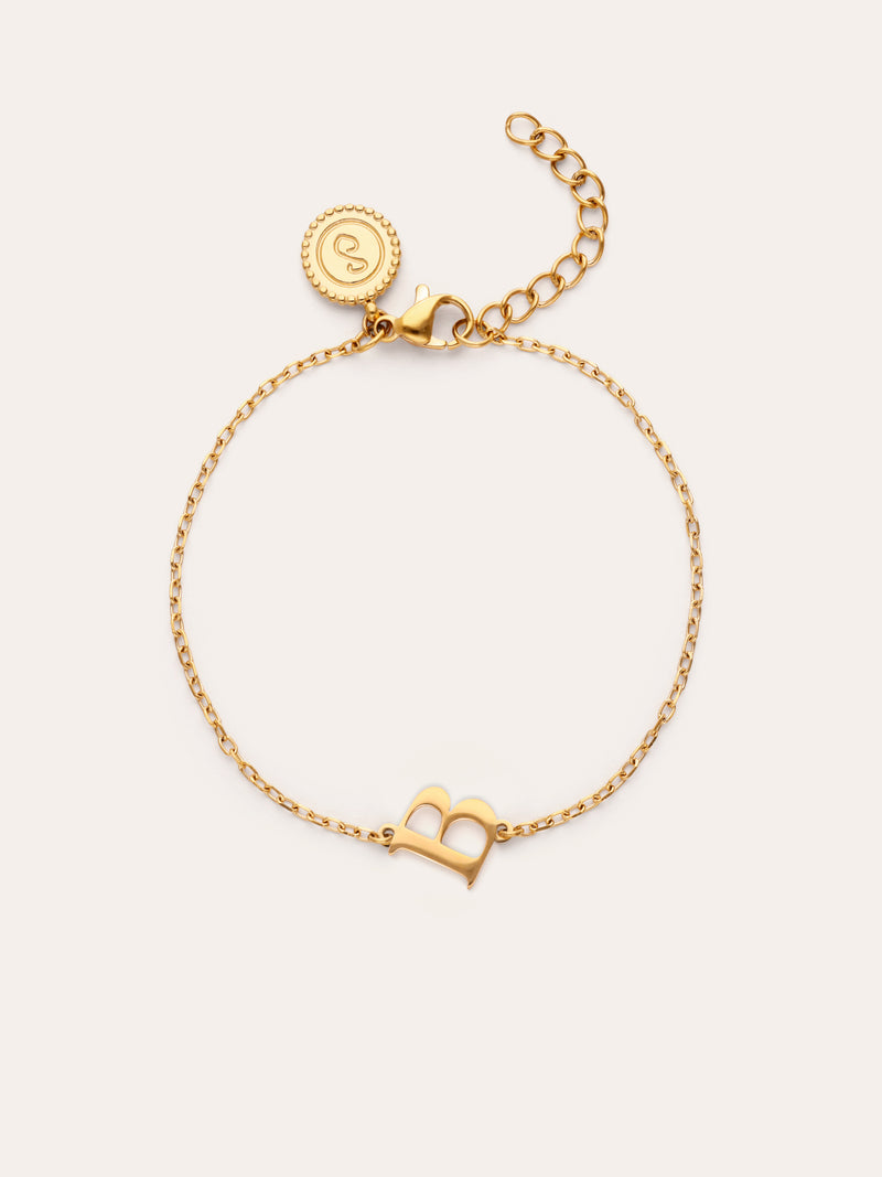Pulsera Single Letter Acero Baño Oro