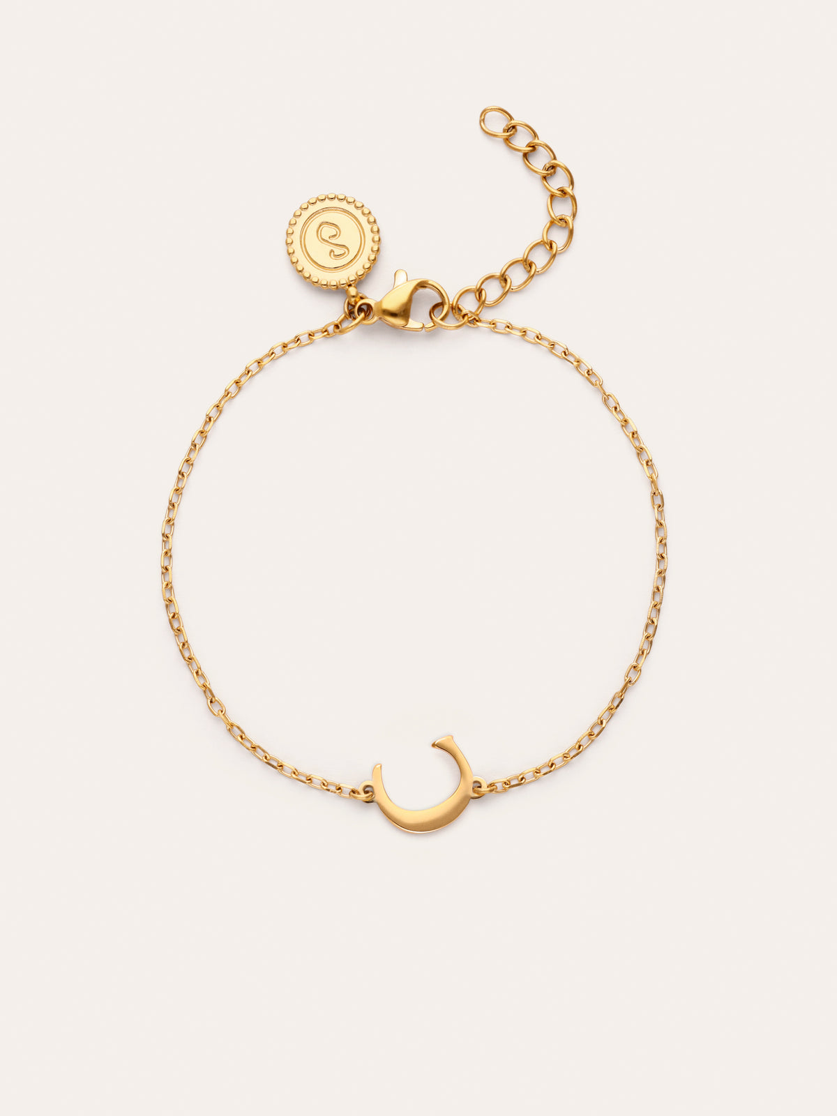 Pulsera Single Letter Acero Baño Oro