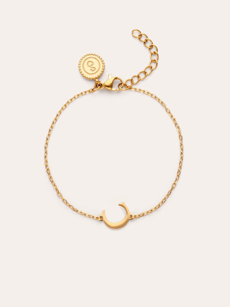 Pulsera Single Letter Acero Baño Oro