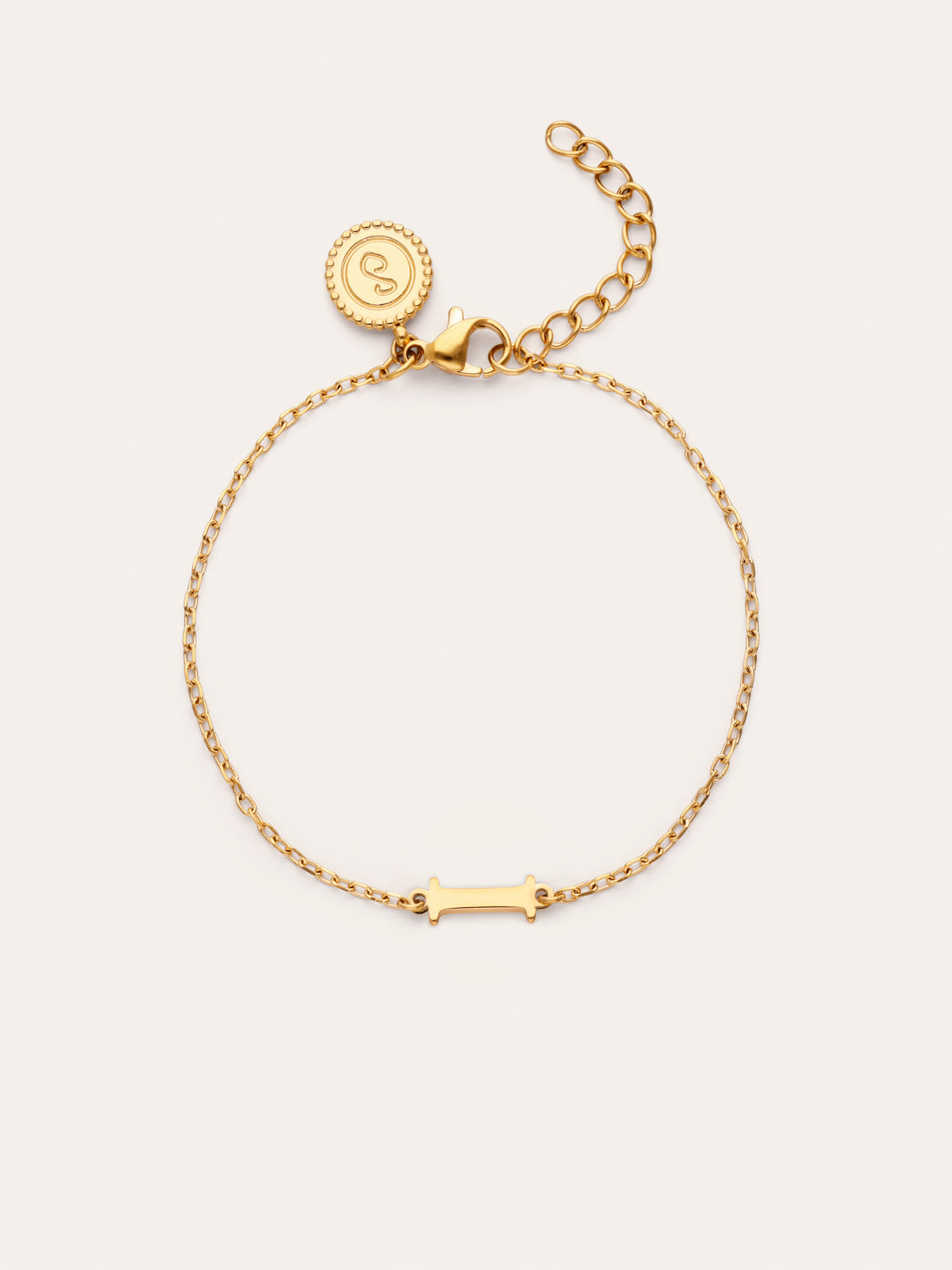 Pulsera Single Letter Acero Baño Oro