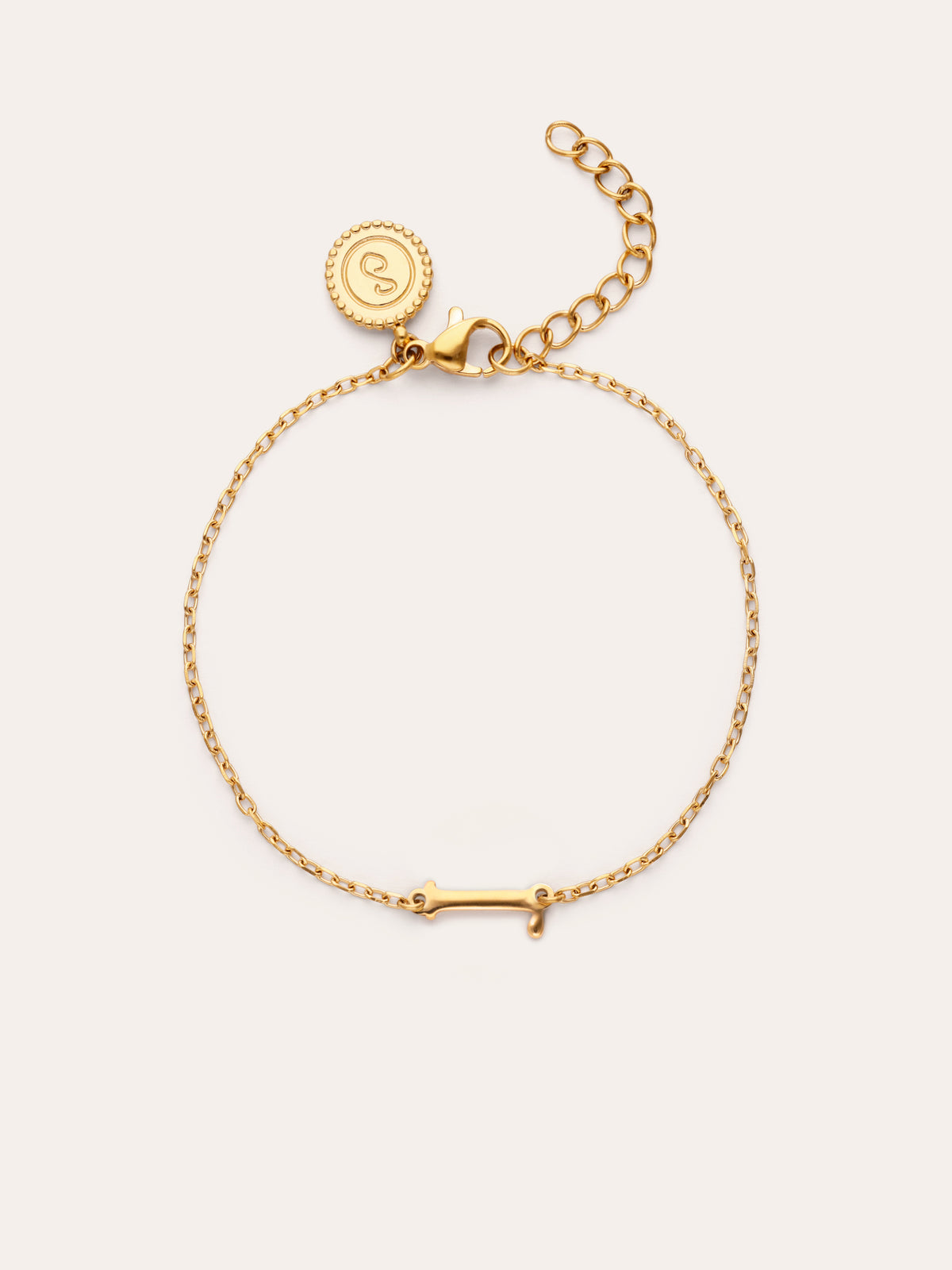 Pulsera Single Letter Acero Baño Oro