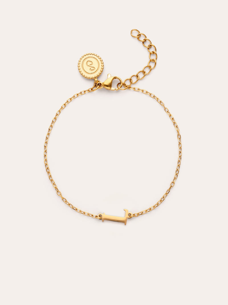 Pulsera Single Letter Acero Baño Oro