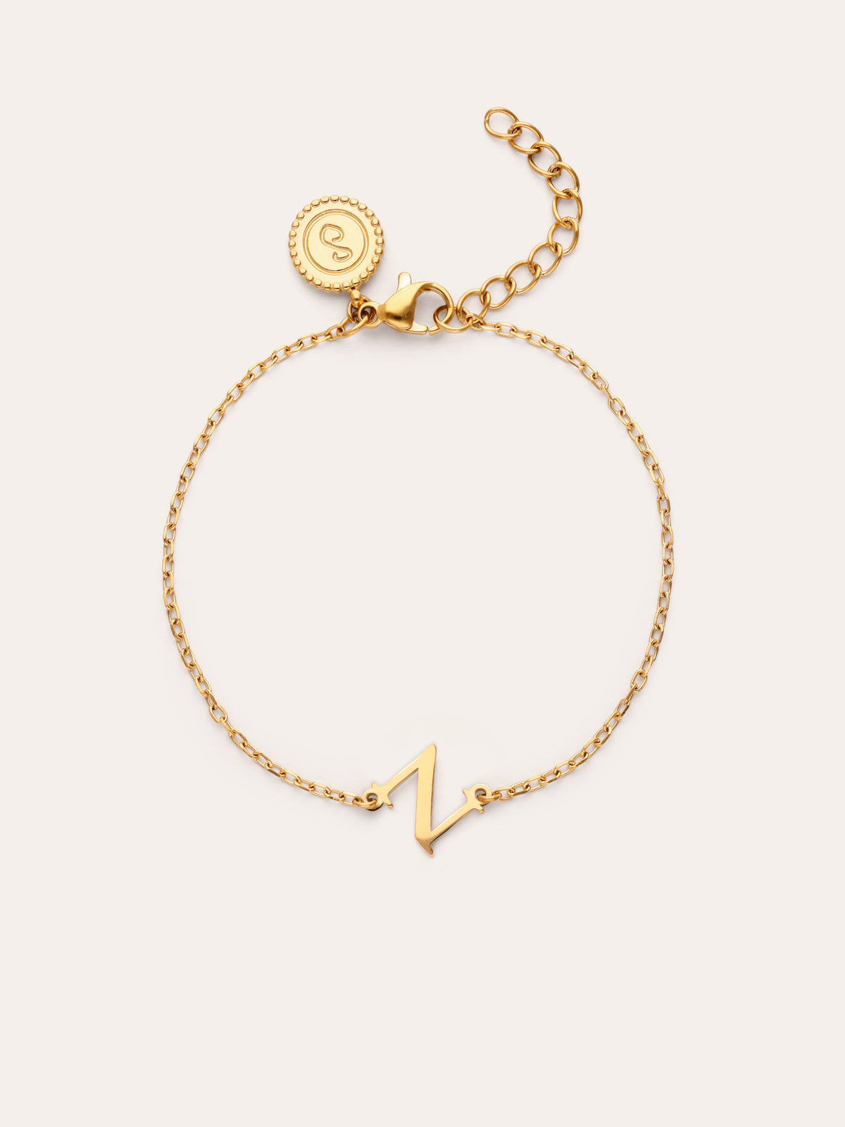 Pulsera Single Letter Acero Baño Oro