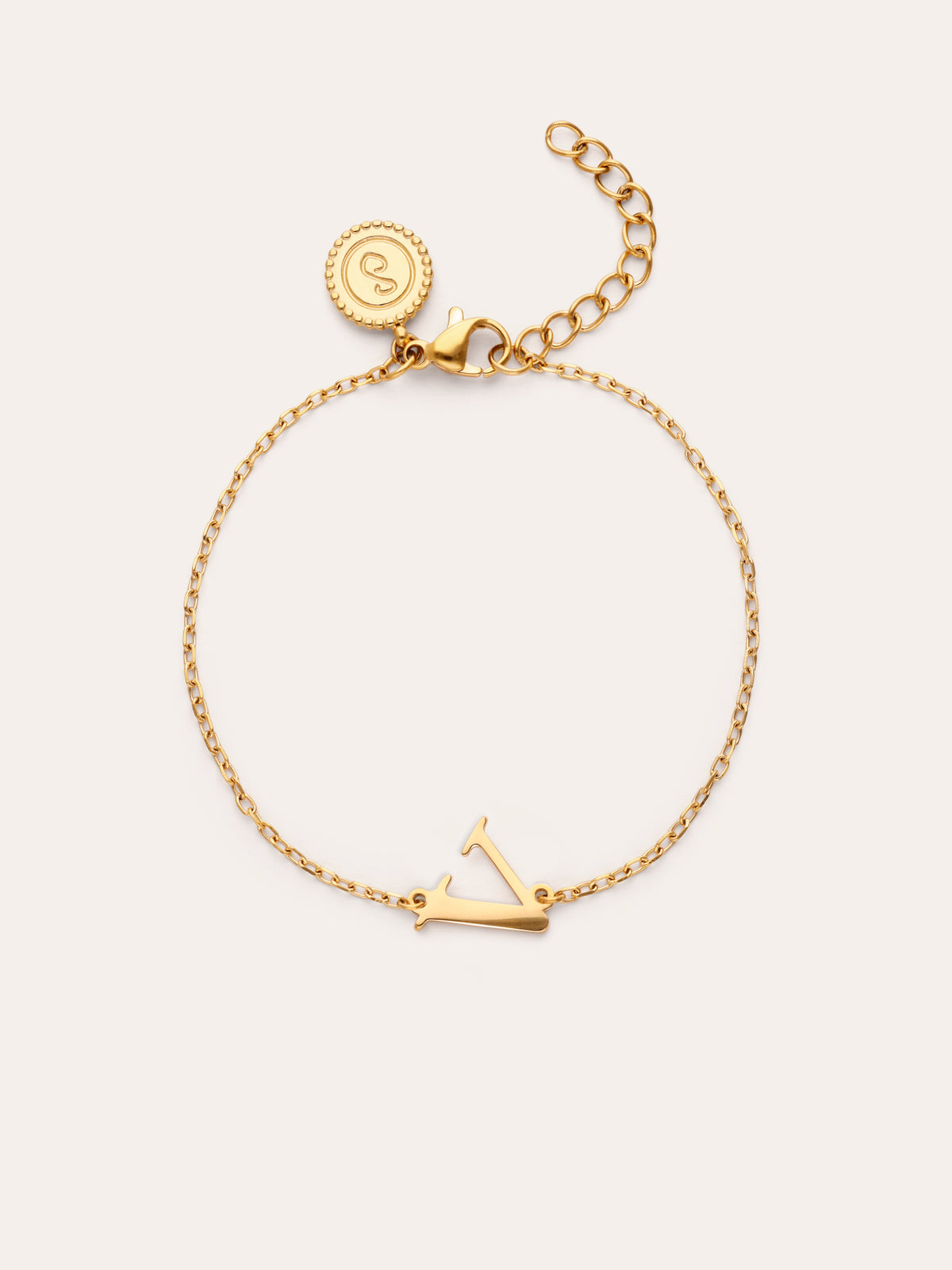 Pulsera Single Letter Acero Baño Oro