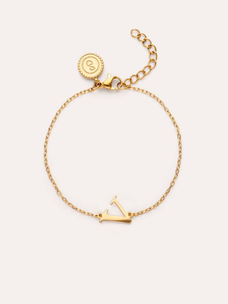 Pulsera Single Letter Acero Baño Oro
