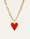 Collar Chic Lovely Heart Red Acero Baño Oro