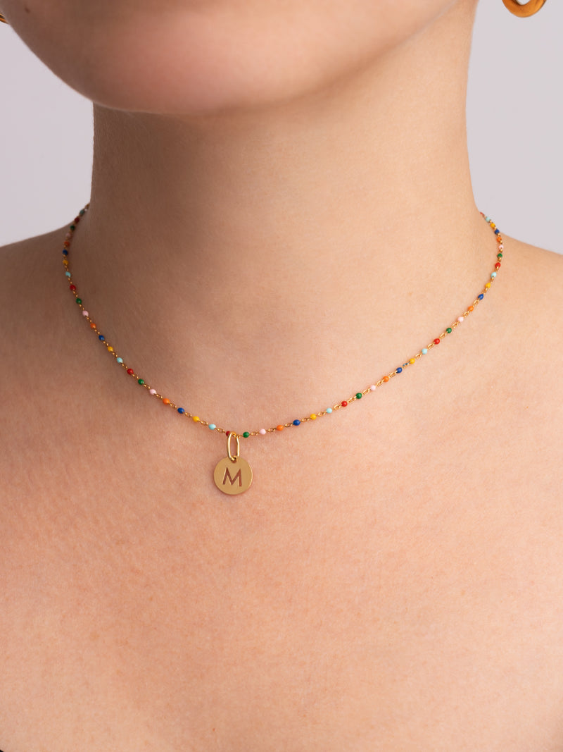 Personalized Necklace Colors Enamel Letter 18kt Gold Plated
