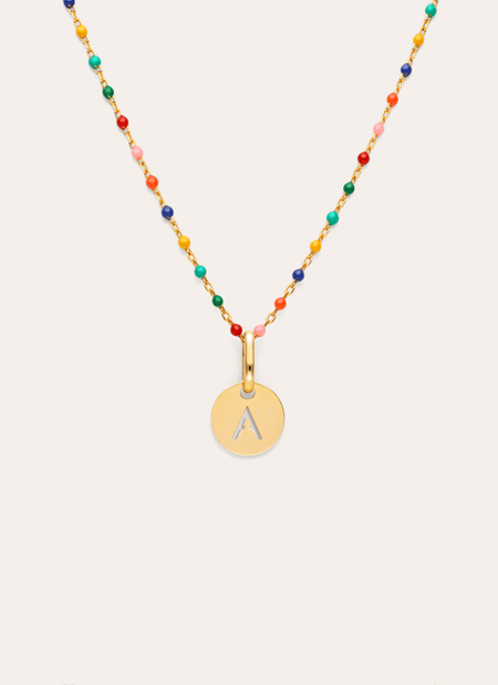 Personalized Necklace Colors Enamel Letter 18kt Gold Plated