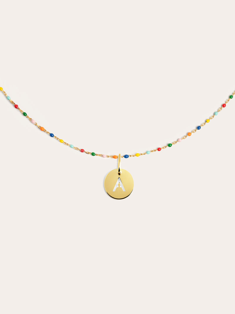 Personalized Necklace Colors Enamel Letter 18kt Gold Plated