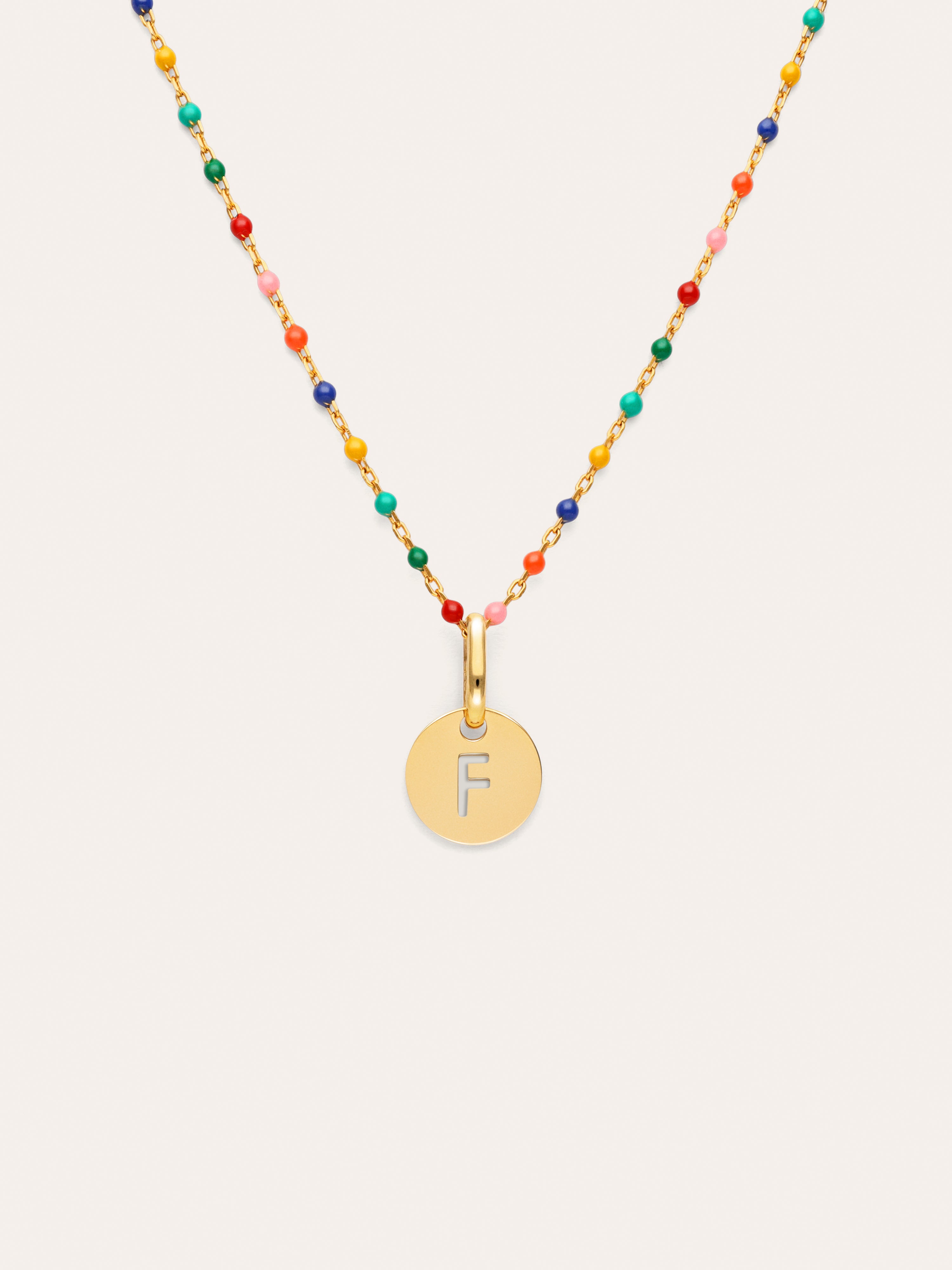 Collar Personalizado Colors Enamel Letter Baño Oro
