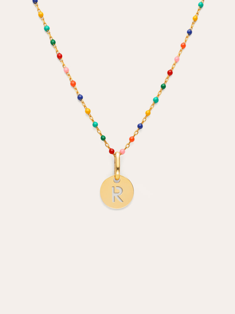 Collar Personalizado Colors Enamel Letter Baño Oro