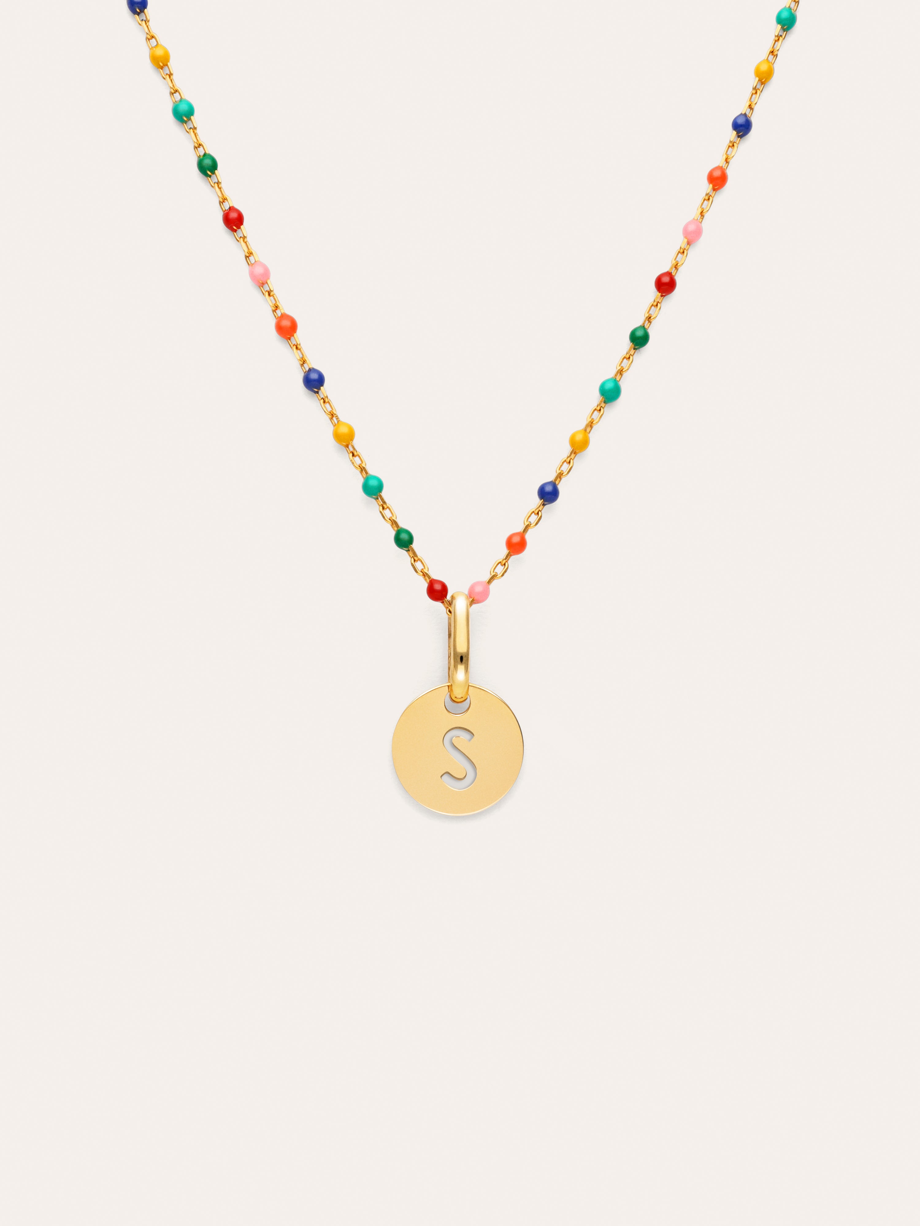 Collar Personalizado Colors Enamel Letter Baño Oro