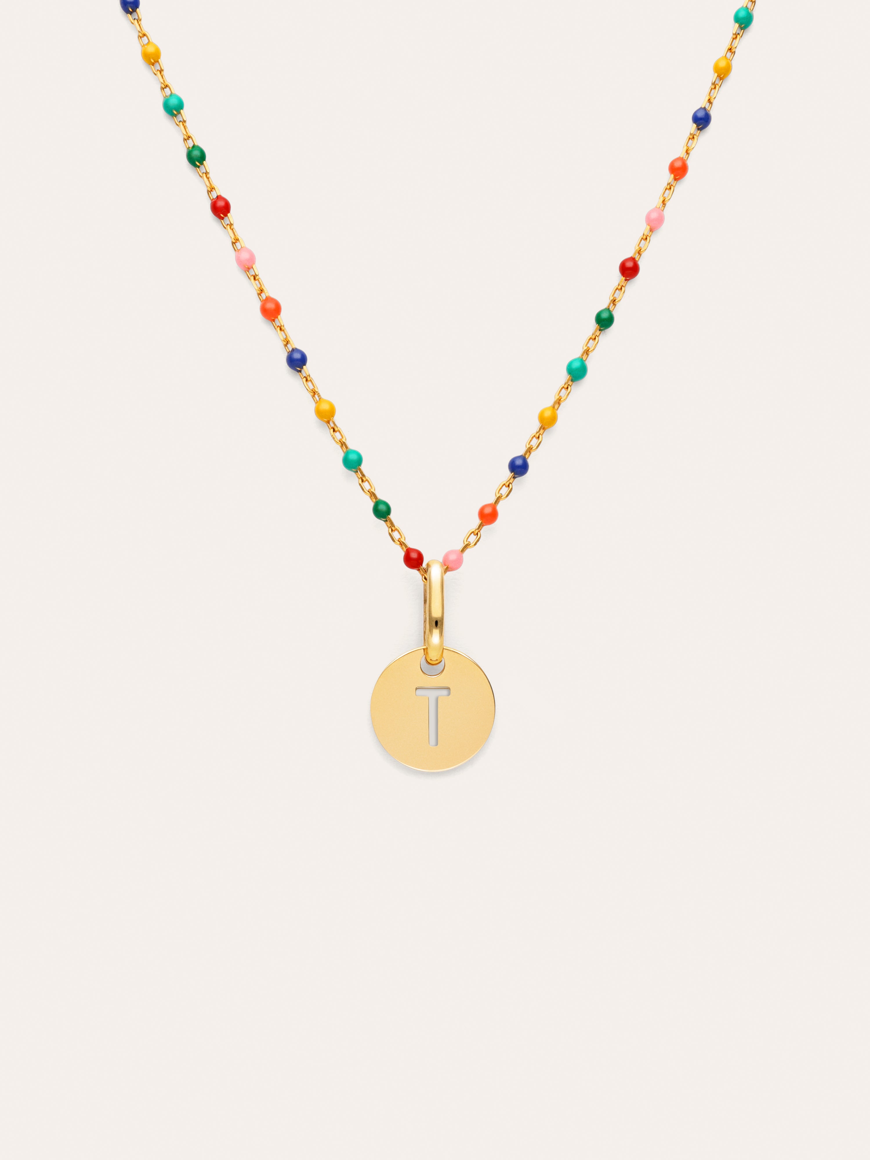 Collar Personalizado Colors Enamel Letter Baño Oro
