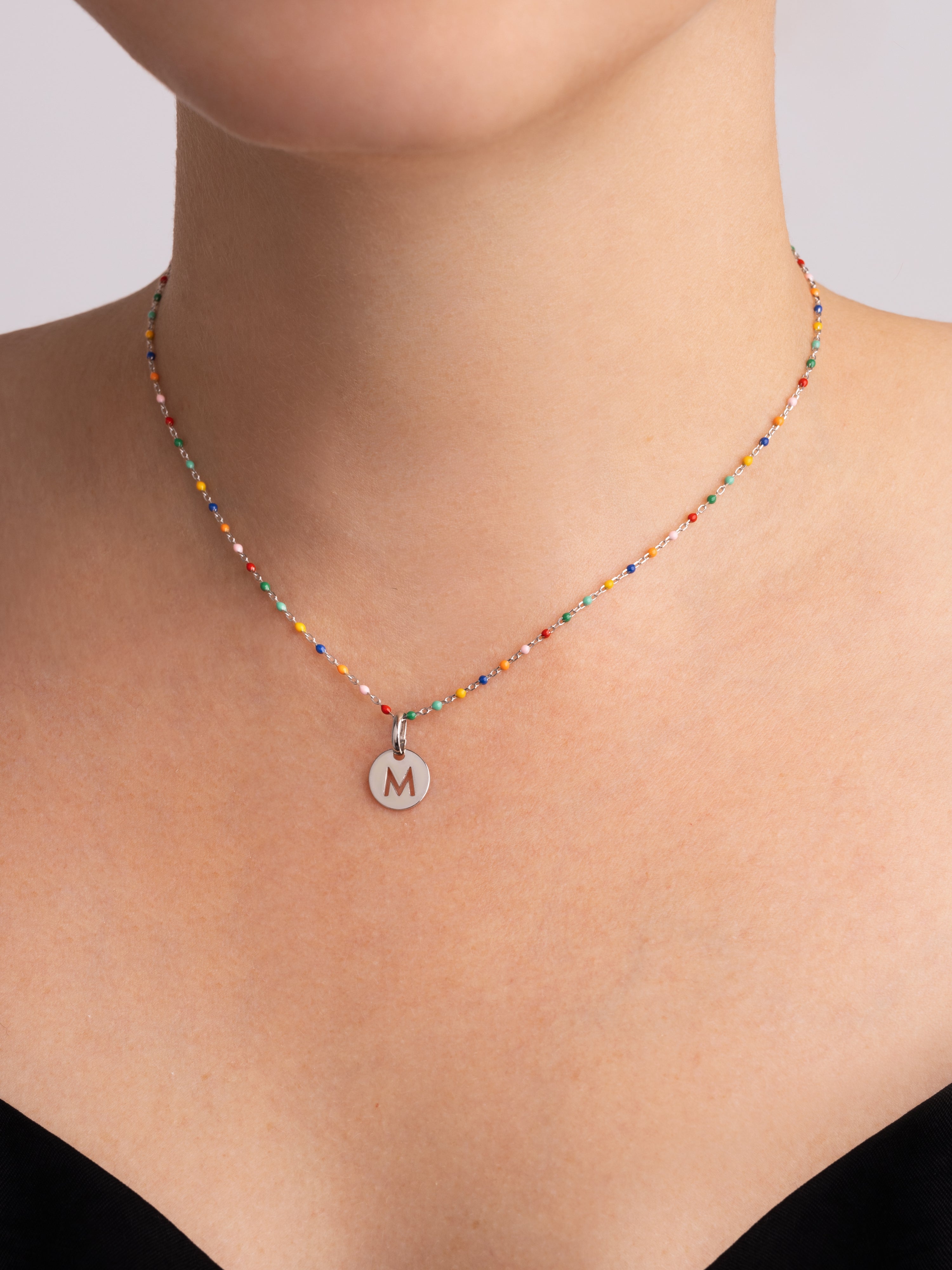 Personalized Necklace Colors Enamel Letter