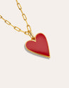  Lovely Heart Red Enamel Gold Necklace