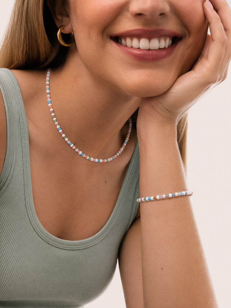Gift Pack Bracelet and Necklace Nacary Colors Steel Gold-Plated