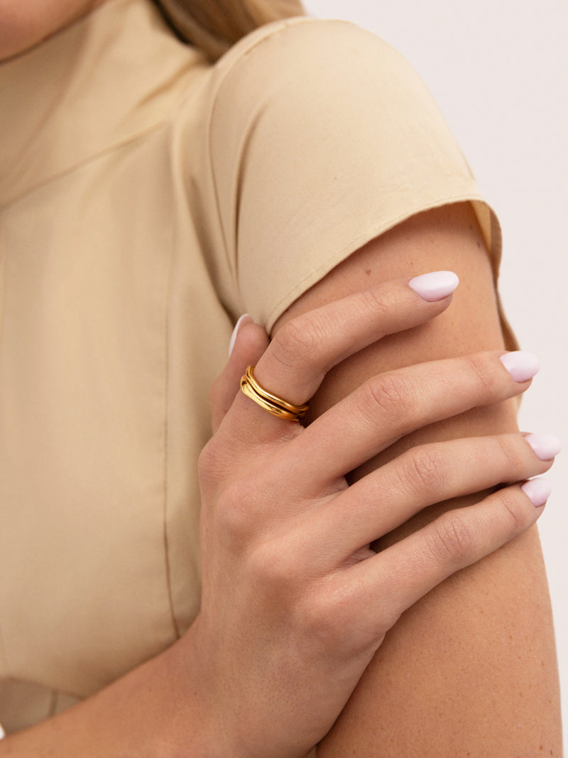 Neo Stainless Steel Gold 2 Pack Rings