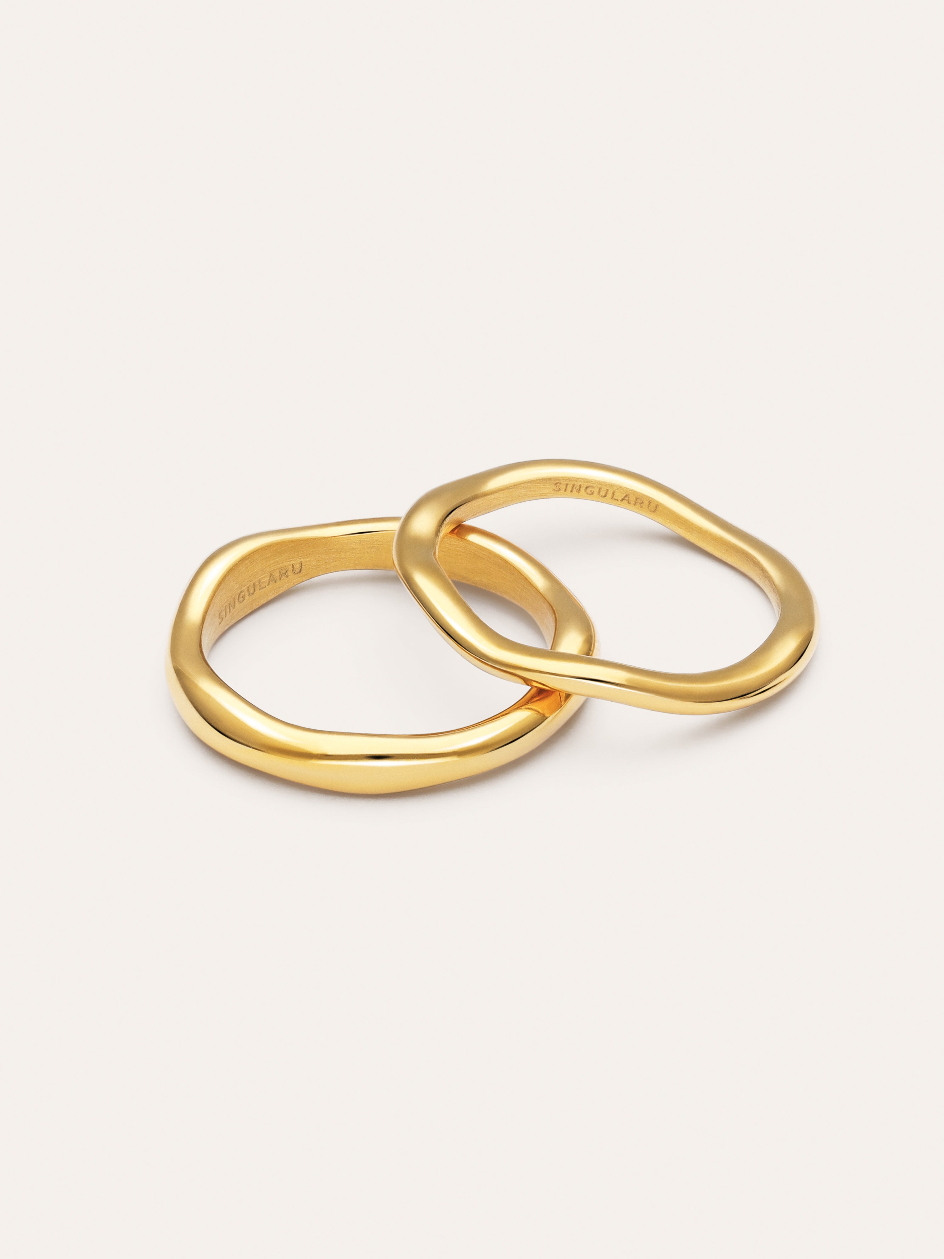 Neo Stainless Steel Gold 2 Pack Rings
